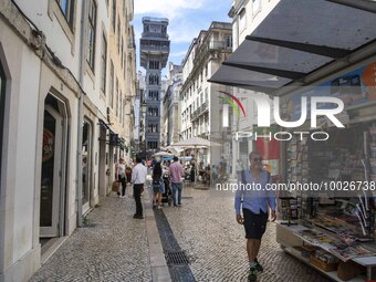 People are seen walking in Da Prata street, in the neighborhood of Baixa, Lisbon. 02 May 2023. (