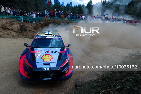 Esapekka LAPPI (FIN) and Janne FERM (FIN) in HYUNDAI i20 N Rally1 HYBRID in action SS4 Lousa of WRC Vodafone Rally Portugal 2023 in Lousa -...