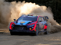 Thierry NEUVILLE (BEL) and Martijn WYDAEGHE (BEL) in HYUNDAI i20 N Rally1 HYBRID in action SS1 Lousa of WRC Vodafone Rally Portugal 2023 in...