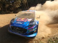 Pierre-Louis LOUBET (FRA) and Nicolas GILSOUL (BEL) in FORD Puma Rally1 HYBRID in action SS1 Lousa of WRC Vodafone Rally Portugal 2023 in Lo...