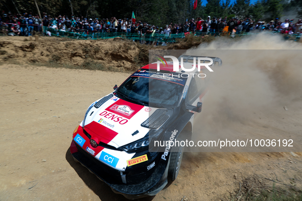 Elfyn EVANS (GBR) and Scott MARTIN (GBR) in TOYOTA GR Yaris Rally1 HYBRID in action SS4 Lousa of WRC Vodafone Rally Portugal 2023 in Lousa -...