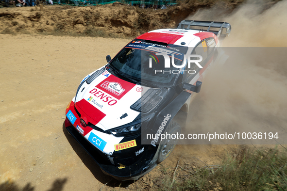 Kalle ROVANPERA (FIN) and Jonne HALTTUNEN (FIN) in TOYOTA GR Yaris Rally1 HYBRID in action SS4 Lousa of WRC Vodafone Rally Portugal 2023 in...