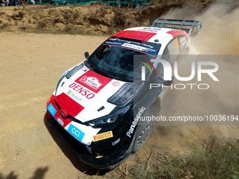 Kalle ROVANPERA (FIN) and Jonne HALTTUNEN (FIN) in TOYOTA GR Yaris Rally1 HYBRID in action SS4 Lousa of WRC Vodafone Rally Portugal 2023 in...