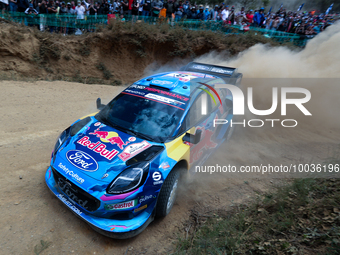 Ott TANAK (EST) and Martin JARVEOJA (EST) in FORD Puma Rally1 HYBRID in action SS4 Lousa of WRC Vodafone Rally Portugal 2023 in Lousa - Port...