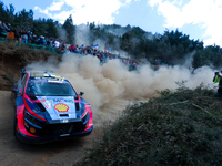 Esapekka LAPPI (FIN) and Janne FERM (FIN) in HYUNDAI i20 N Rally1 HYBRID in action SS4 Lousa of WRC Vodafone Rally Portugal 2023 in Lousa -...