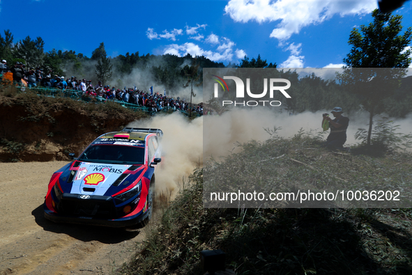 Daniel SORDO (ESP) and Candido CARRERA (ESP) in HYUNDAI i20 N Rally1 HYBRID in action SS4 Lousa of WRC Vodafone Rally Portugal 2023 in Lousa...