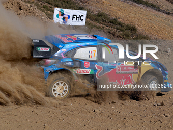 Pierre-Louis LOUBET (FRA) and Nicolas GILSOUL (BEL) in FORD Puma Rally1 HYBRID in action SS7 Mortagua of WRC Vodafone Rally Portugal 2023 in...