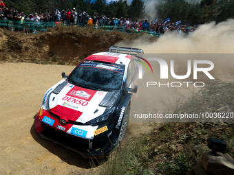 Kalle ROVANPERA (FIN) and Jonne HALTTUNEN (FIN) in TOYOTA GR Yaris Rally1 HYBRID in action SS4 Lousa of WRC Vodafone Rally Portugal 2023 in...