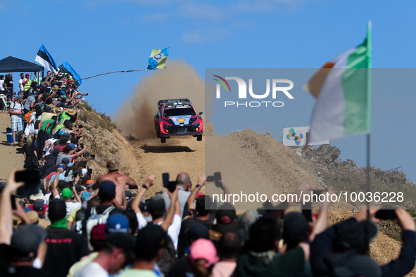 Esapekka LAPPI (FIN) and Janne FERM (FIN) in HYUNDAI i20 N Rally1 HYBRID in action SS7 Mortagua of WRC Vodafone Rally Portugal 2023 in Lousa...