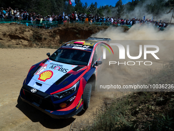 Daniel SORDO (ESP) and Candido CARRERA (ESP) in HYUNDAI i20 N Rally1 HYBRID in action SS4 Lousa of WRC Vodafone Rally Portugal 2023 in Lousa...