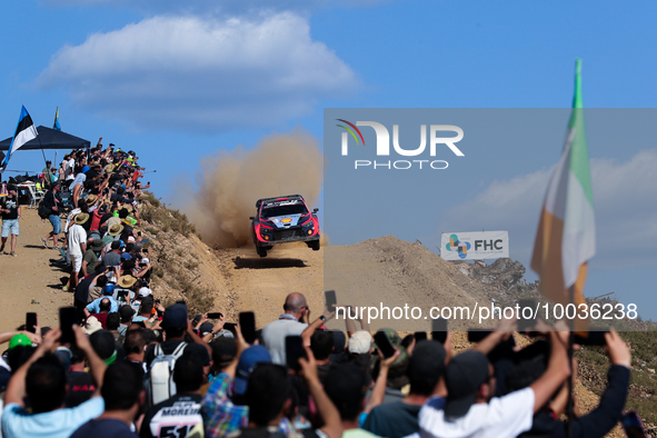 Daniel SORDO (ESP) and Candido CARRERA (ESP) in HYUNDAI i20 N Rally1 HYBRID in action SS7 Mortagua of WRC Vodafone Rally Portugal 2023 in Lo...