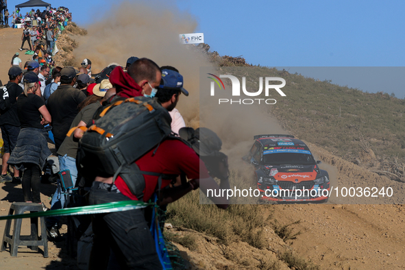 Armindo ARAUJO (PRT) and Luis RAMALHO (PRT) in SKODA Fabia Evo in action SS7 Mortagua of WRC Vodafone Rally Portugal 2023 in Lousa - Portuga...