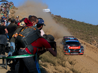 Armindo ARAUJO (PRT) and Luis RAMALHO (PRT) in SKODA Fabia Evo in action SS7 Mortagua of WRC Vodafone Rally Portugal 2023 in Lousa - Portuga...