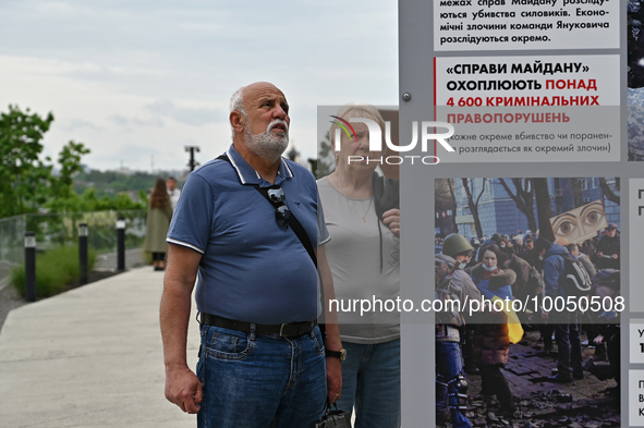 KYIV, UKRAINE - MAY 16 , 2023 - Opening of the documentary exhibition ''Maidan Cases: On the Way to Justice and History'' took place at the...