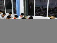 Students who are about to take the National College entrance examination review their lessons in a classroom at Fengfeng No 1 High School in...