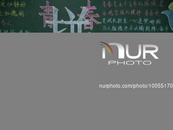 Students who are about to take the National College entrance examination review their lessons in a classroom at Fengfeng No 1 High School in...