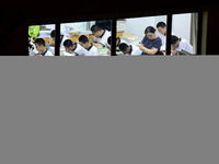 Students who are about to take the National College entrance examination review their lessons in a classroom at Fengfeng No 1 High School in...