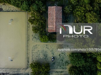 The town of Lugo (Emilia - Romagna) under water , on May 18, 2023. The Grand Prix event in Imola, northern Italy, originally scheduled for t...