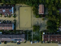 The town of Lugo (Emilia - Romagna) under water , on May 18, 2023. The Grand Prix event in Imola, northern Italy, originally scheduled for t...