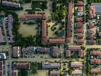 The town of Lugo (Emilia - Romagna) under water , on May 18, 2023. The Grand Prix event in Imola, northern Italy, originally scheduled for t...