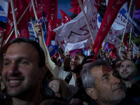 Supporters of the main opposition party of SYRIZA gather in Syntagma Square of Athens for the pre-election speech of Alexis Tsipras, on May...