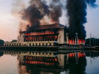 A huge fire engulfs Manila's Central Post Office in the Philippines on May 22, 2023. The historic building, originally built in 1926, suffer...