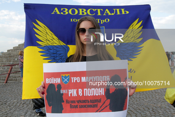 DNIRPO, UKRAINE - MAY 20, 2023 - Activists hold a peaceful rally at the Festyvalnyi Quay to express their support for the Azov military pers...