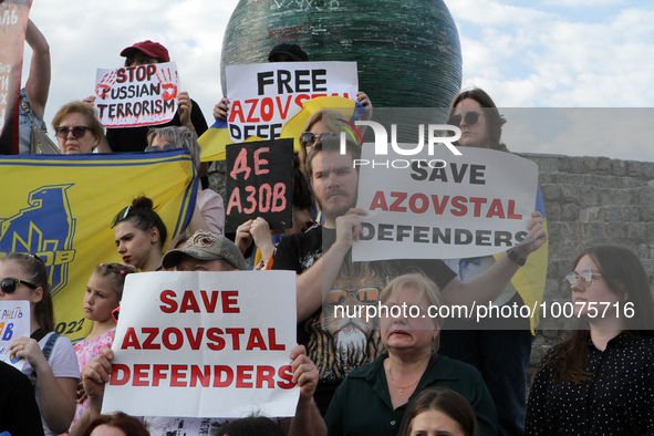 DNIRPO, UKRAINE - MAY 20, 2023 - Activists hold a peaceful rally at the Festyvalnyi Quay to express their support for the Azov military pers...