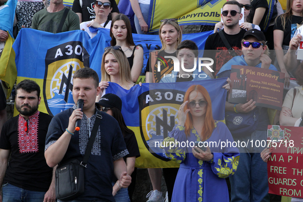 DNIRPO, UKRAINE - MAY 20, 2023 - Activists hold a peaceful rally at the Festyvalnyi Quay to express their support for the Azov military pers...