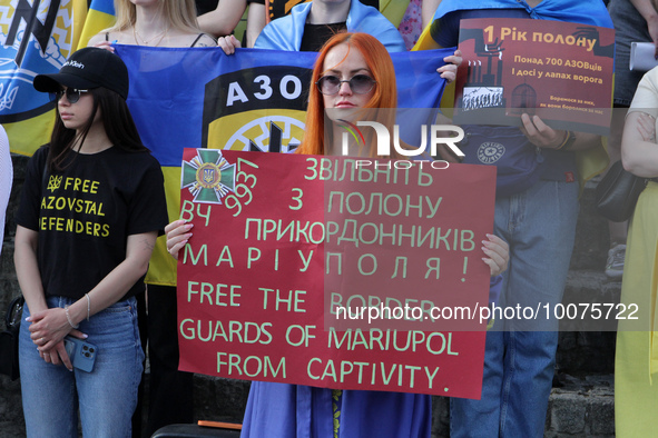 DNIRPO, UKRAINE - MAY 20, 2023 - Activists hold a peaceful rally at the Festyvalnyi Quay to express their support for the Azov military pers...