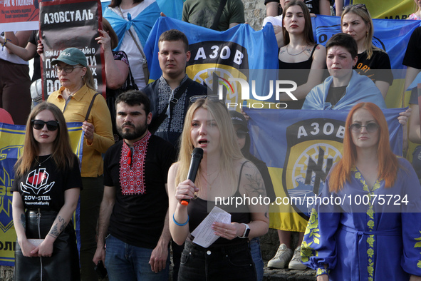 DNIRPO, UKRAINE - MAY 20, 2023 - Activists hold a peaceful rally at the Festyvalnyi Quay to express their support for the Azov military pers...