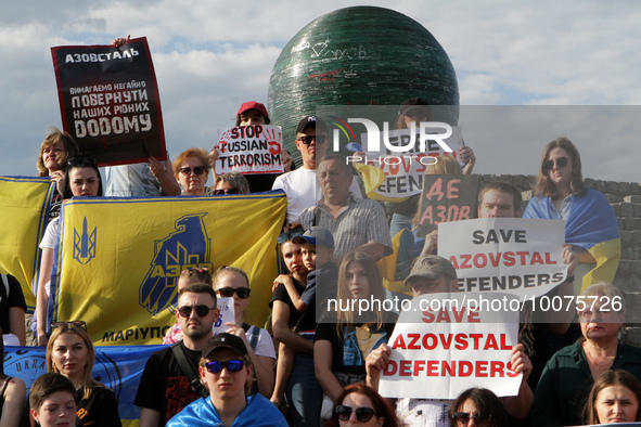 DNIRPO, UKRAINE - MAY 20, 2023 - Activists hold a peaceful rally at the Festyvalnyi Quay to express their support for the Azov military pers...