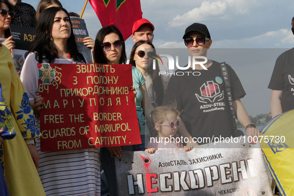 DNIRPO, UKRAINE - MAY 20, 2023 - Activists hold a peaceful rally at the Festyvalnyi Quay to express their support for the Azov military pers...