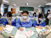  Students who are about to take the National College entrance examination (Gaokao) study in a classroom at Lianyungang Senior High School in...