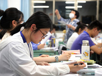  Students who are about to take the National College entrance examination (Gaokao) study in a classroom at Lianyungang Senior High School in...