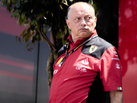 Ferrari Team Principal Frederic Vasseur looks on in the Paddock during previews ahead of the F1 Grand Prix of Monaco at Circuit de Monaco on...