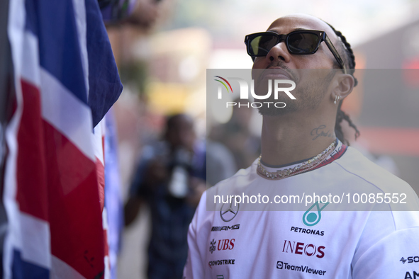 Lewis Hamilton of England and Mercedes during previews ahead of the F1 Grand Prix of Monaco at Circuit de Monaco on May 25, 2023 in Monte-Ca...