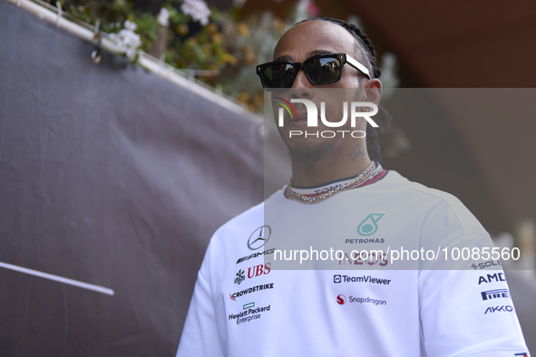 Lewis Hamilton of England and Mercedes during previews ahead of the F1 Grand Prix of Monaco at Circuit de Monaco on May 25, 2023 in Monte-Ca...