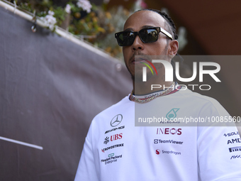 Lewis Hamilton of England and Mercedes during previews ahead of the F1 Grand Prix of Monaco at Circuit de Monaco on May 25, 2023 in Monte-Ca...