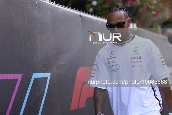 Lewis Hamilton of England and Mercedes during previews ahead of the F1 Grand Prix of Monaco at Circuit de Monaco on May 25, 2023 in Monte-Ca...