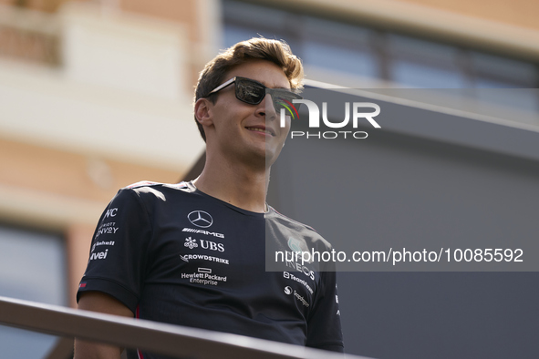 George Russell of England and Mercedes during previews ahead of the F1 Grand Prix of Monaco at Circuit de Monaco on May 25, 2023 in Monte-Ca...