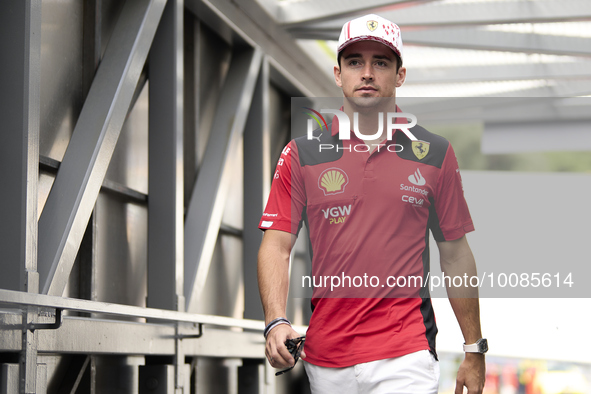 Charles Leclerc of Monaco and Ferrari during previews ahead of the F1 Grand Prix of Monaco at Circuit de Monaco on May 25, 2023 in Monte-Car...