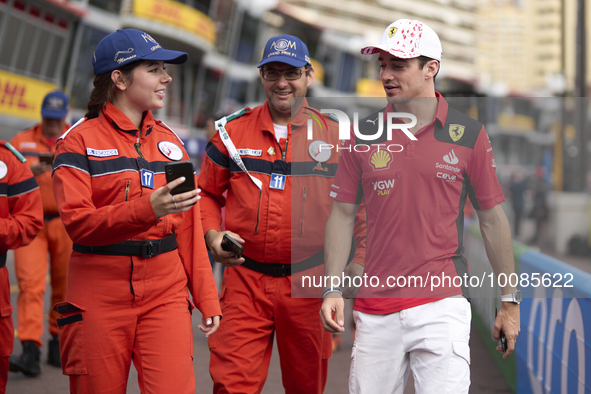 Charles Leclerc of Monaco and Ferrari during previews ahead of the F1 Grand Prix of Monaco at Circuit de Monaco on May 25, 2023 in Monte-Car...