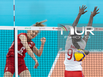 Kamila Witkowska (POL), Halimatou Bah (FRA) during Poland vs France, volleyball friendly match in Radom, Poland on May 25, 2023. (