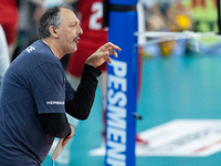 Trener Emile Rousseaux during Poland vs France, volleyball friendly match in Radom, Poland on May 25, 2023. (