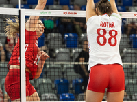 Monika Galkowska (POL), Amelie Rotar (FRA) during Poland vs France, volleyball friendly match in Radom, Poland on May 25, 2023. (