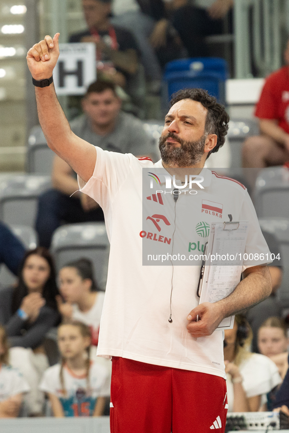 Trener Stefano Lavarini during Poland vs France, volleyball friendly match in Radom, Poland on May 25, 2023. 