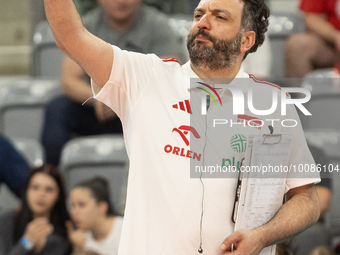 Trener Stefano Lavarini during Poland vs France, volleyball friendly match in Radom, Poland on May 25, 2023. (