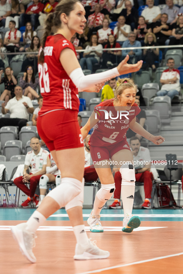 Katarzyna Wenerska (POL), Kamila Witkowska (POL) during Poland vs France, volleyball friendly match in Radom, Poland on May 25, 2023. 