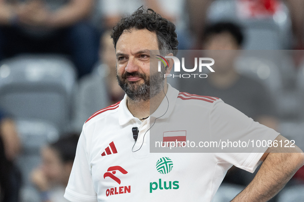 Trener Stefano Lavarini during Poland vs France, volleyball friendly match in Radom, Poland on May 25, 2023. 